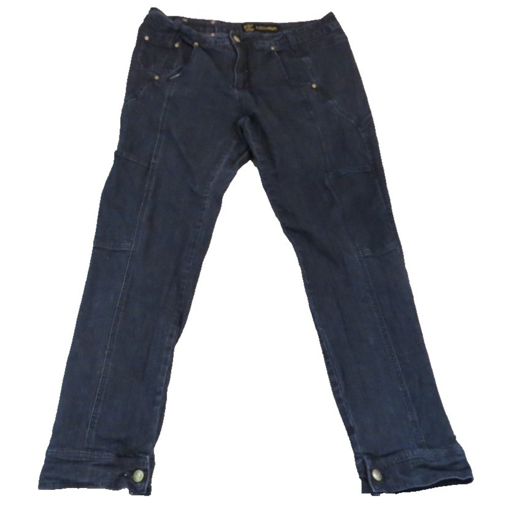 VTG Rocawear Y2K Jeans Women 18 Gold Label Brooklyn Embroidered R Logo Dark Wash